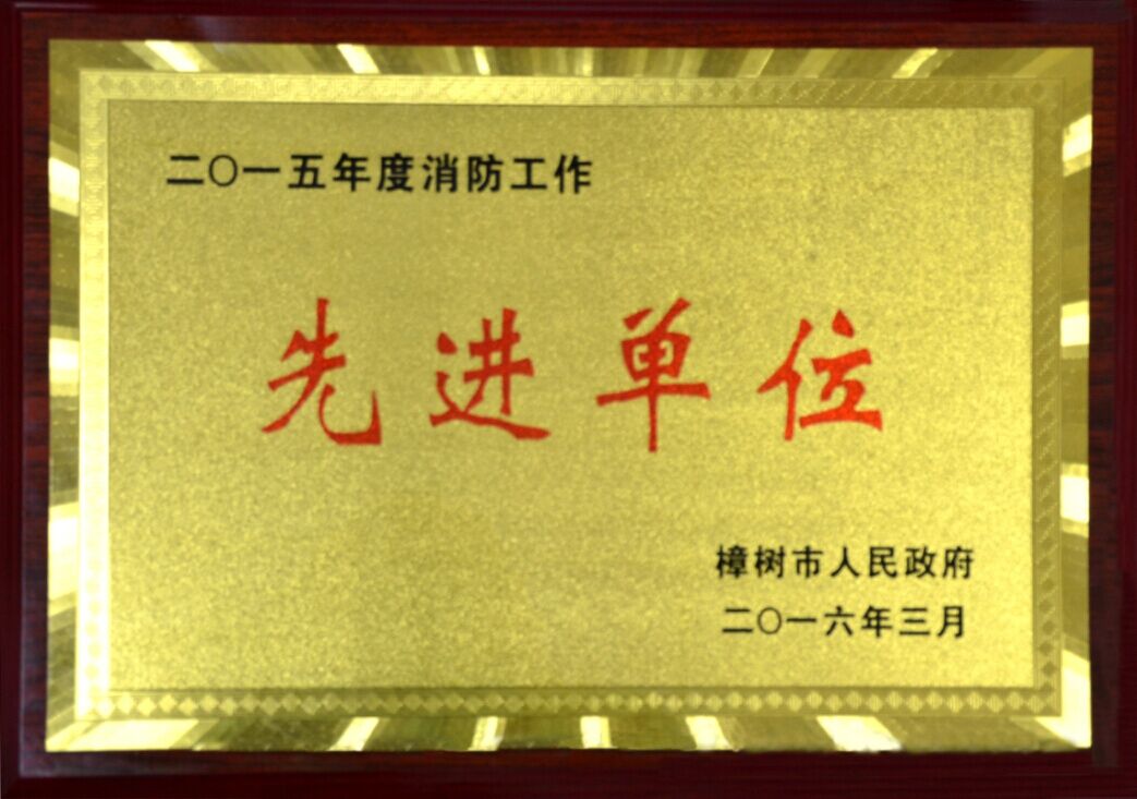 我司榮獲樟樹市“2015年度消防工作先進單位”榮譽稱號