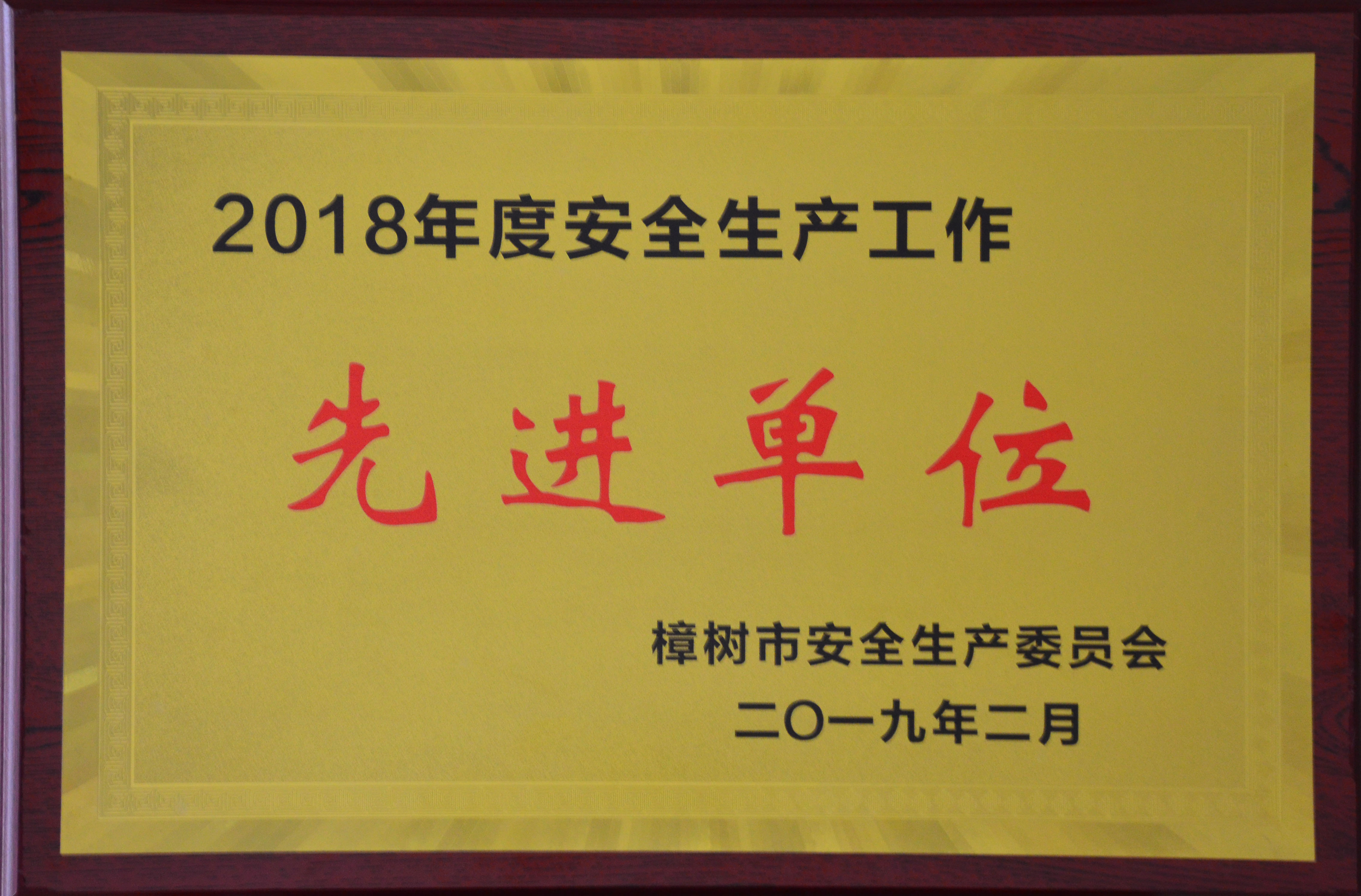 2018年度安全生產工作先進單位